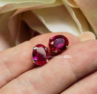 Ruby, 10x8mm Lab-Created Faceted Oval, Gemstone with Setting