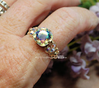 Swarovski Crystal AB, Handmade Ring, April Birthstone, Made to Order Ring