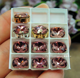 Swarovski Crystal Antique Pink 10mm 4470 Square With Prong Setting