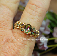 Petite Vintage Swarovski Vitrail Medium Crystal, Handmade Ring, 14K GF US Size 8