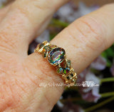 Petite Vintage Swarovski Vitrail Medium Crystal, Handmade Ring, 14K GF US Size 8