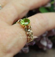 Genuine Peridot 14K GF Wire Wrapped Ring, August Birthstone, US Size 9