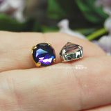 Heliotrope Rare Vintage Swarovski 8mm Art 2020 FlatBack With Setting Crystal Sew On Craft Supplies Jewelry Making