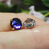 Heliotrope Rare Vintage Swarovski 8mm Art 2020 FlatBack With Setting Crystal Sew On Craft Supplies Jewelry Making