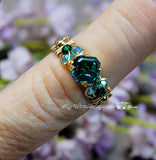 Blue Zircon Handmade Ring, Vintage Crystal, 14K GF US Size 6 and 7